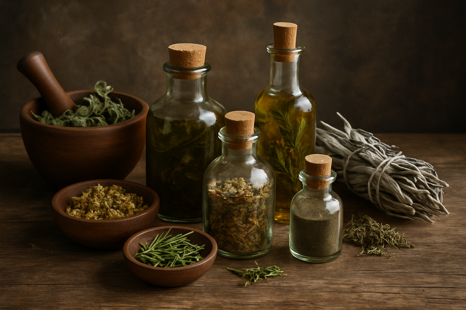 Herbal muthi preparations crafted for cleansing and protection rituals.