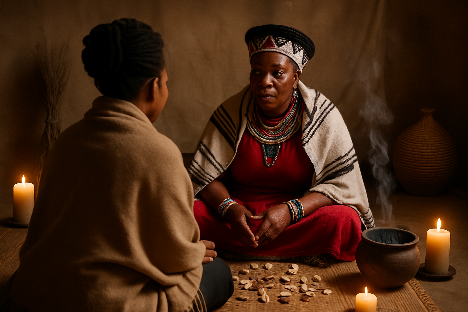 Ancestral counseling session with a South African spiritual healer